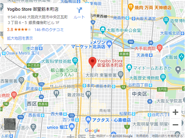 ヨギボーアウトレット御堂筋本町店の地図